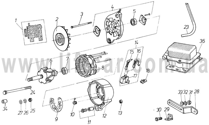 Электронный каталог запасных частей для двигателя Д-3900К производства  Балканкар (Balkancar) - 01.20 Генератор Г221