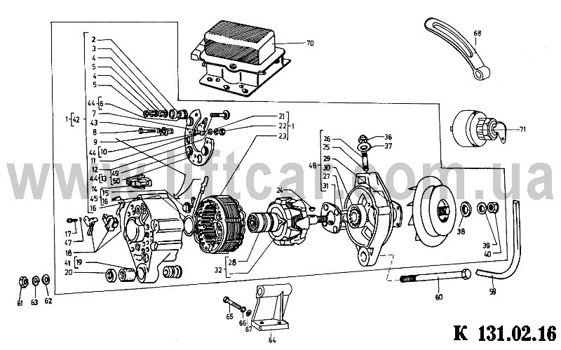 Электронный каталог запасных частей для двигателя Д-2500К производства  Балканкар (Balkancar) - 02.16 Генератор Г-221