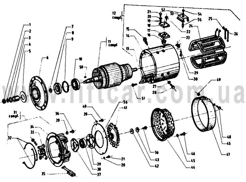 Электронный каталог запасных частей для  электропогрузчиков ЕВ-687 производства  Балканкар (Balkancar) - электродвигатель тяговый