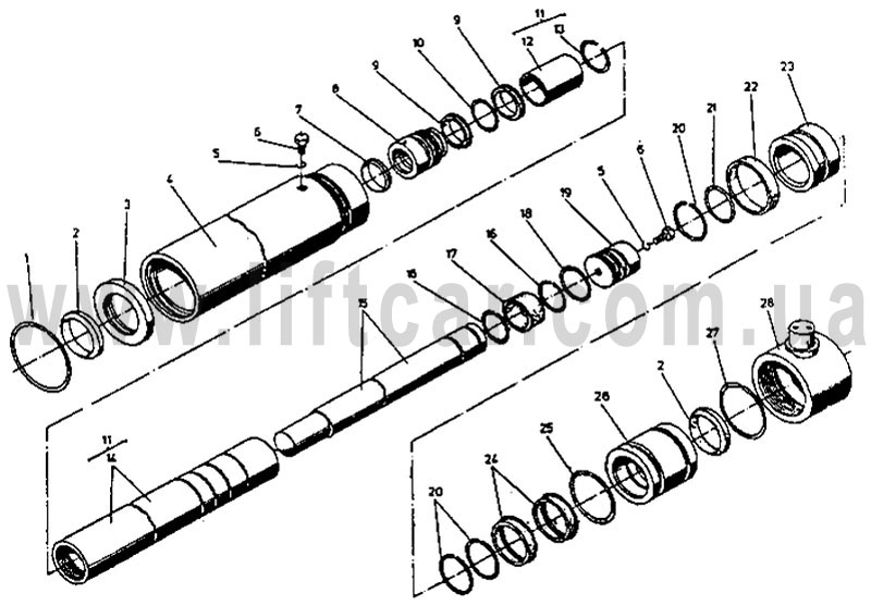 Электронный каталог запасных частей для дизельных погрузчиков Рекорд 1 производства Балканкар (Balkancar) - 28b Цилиндр телескопический